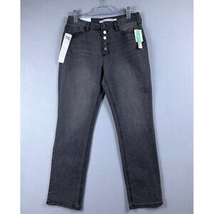 NWT Tinseltown Slim Straight Leg Jeans Womens Size 7/28 High Rise Button Fly Gre